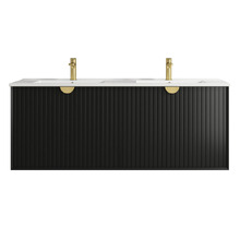 Marlo 1500mm Matte Black Wall Hung Double Vanity with Ceramic Countertop